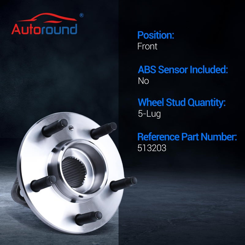 Autoround 513203 Wheel Hub and Bearing Assembly for 00-08 Chevy Impala, 03-07 Buick Regal, 03-08 Pontiac Grand Prix, 5 Lugs Non ABS - Image 3
